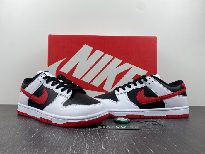 nike dunk low white black university red fd9762-061