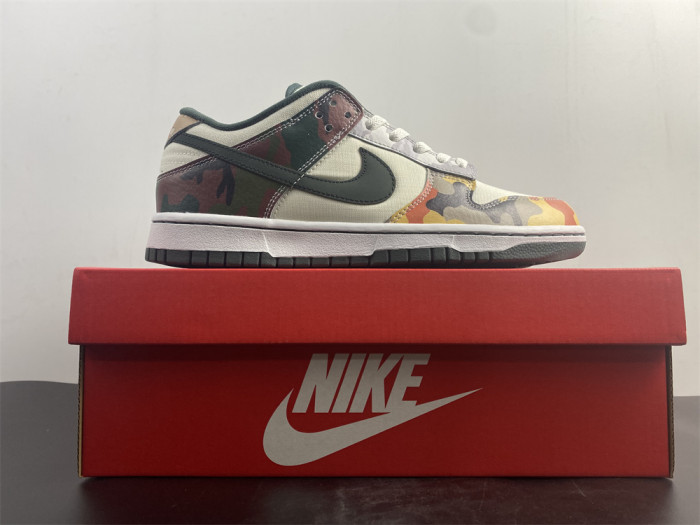 nike dunk low se sail multi-camo dh0957-100