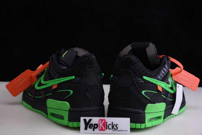ow x nike air rubber dunk “green strike” cu6015-001