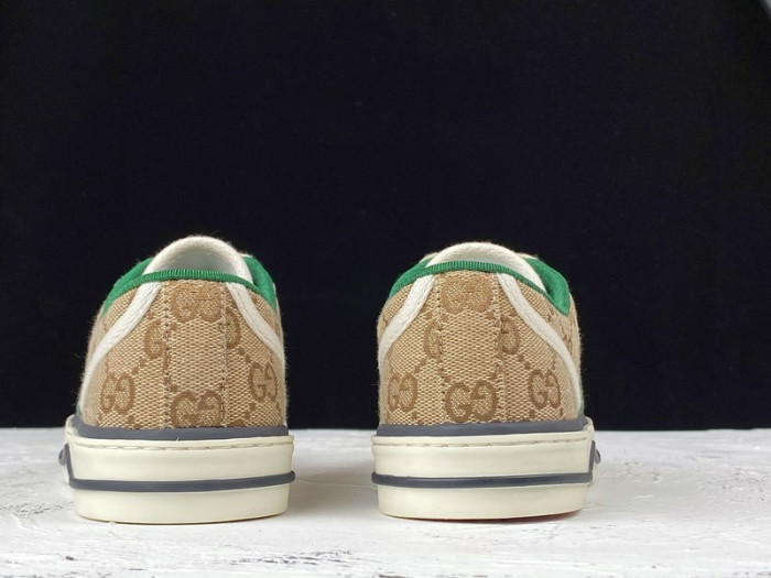 g*u*i ace embroidered low-top sneaker light brown green red e2235