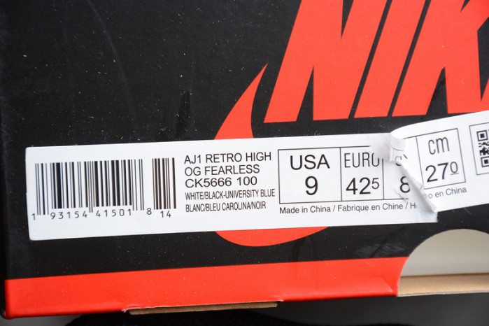air jordan 1 retro high fearless unc chicago ck5666-100