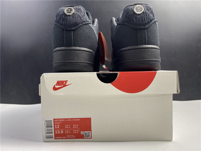 stussy x nike air force 1 low “black” cz9084-001