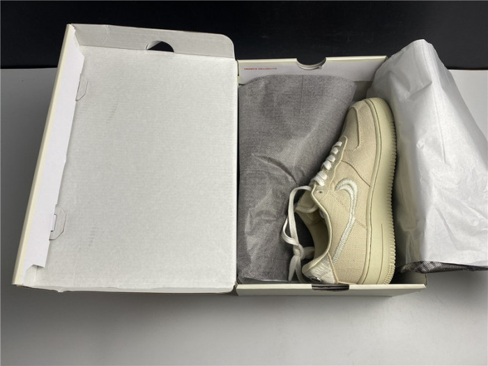 stussy x nike air force 1 low “fossil stone” cz9084-200